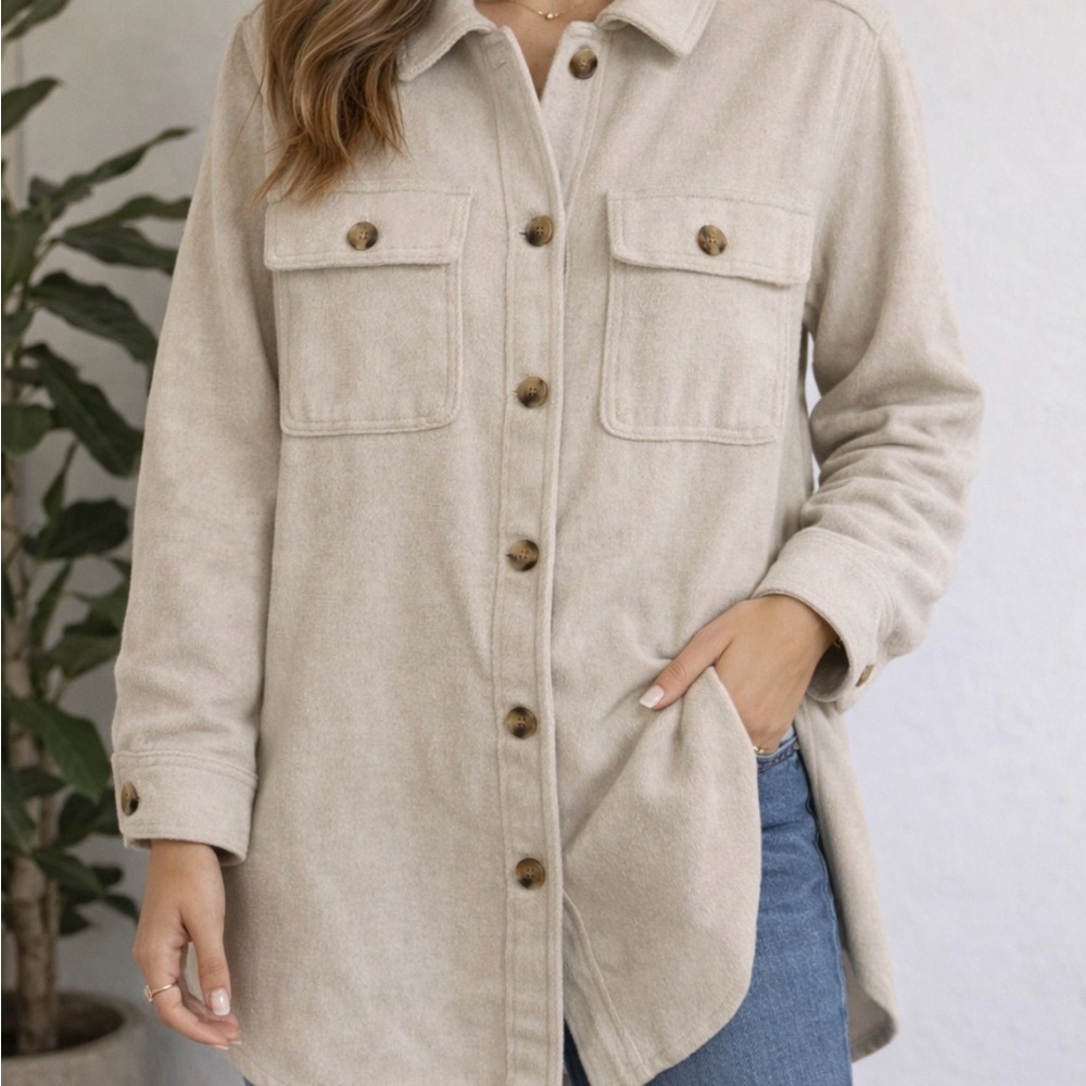 Old Navy Beige Utility Shacket Jacket